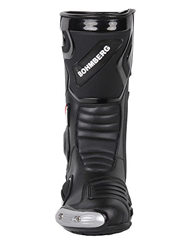Bohmberg - Botas de moto, botas de piel deportivas, impermeables, de cuero estable protectores rígidos integrados - 43