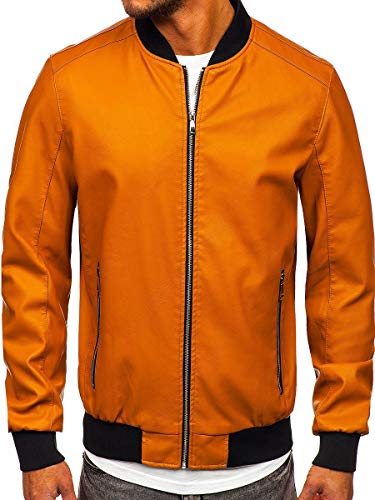 BOLF Hombre Chaqueta acolchada de Entretiempo Cierre de Cremallera Cuello alto Cazadora Plumíferos Deporte Chaqueta de Ocio Básico Outdoor Estilo Casual J.STYLE MY13 Negro XXL [4D4]