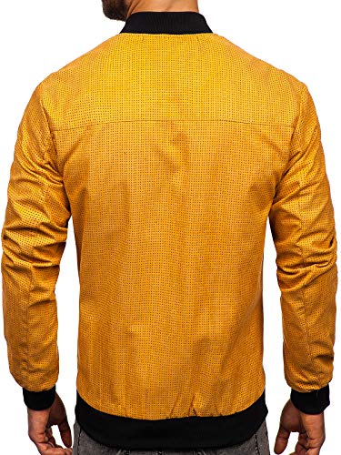 BOLF Hombre Chaqueta Acolchada de Entretiempo Cierre de Cremallera Cuello Alto Cazadora Plumíferos Deporte Chaqueta de Ocio Básico Outdoor Estilo Casual Nature 6115 Camel L [4D4]