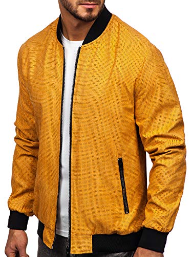 BOLF Hombre Chaqueta Acolchada de Entretiempo Cierre de Cremallera Cuello Alto Cazadora Plumíferos Deporte Chaqueta de Ocio Básico Outdoor Estilo Casual Nature 6115 Camel L [4D4]