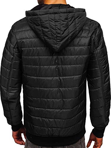 BOLF Hombre Chaqueta acolchada de Entretiempo Cierre de Cremallera Cuello alto Cazadora Plumíferos Deporte Chaqueta de Ocio Básico Outdoor Estilo Casual J.STYLE MY13 Negro XXL [4D4]