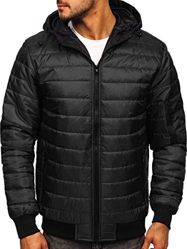BOLF Hombre Chaqueta acolchada de Entretiempo Cierre de Cremallera Cuello alto Cazadora Plumíferos Deporte Chaqueta de Ocio Básico Outdoor Estilo Casual J.STYLE MY13 Negro XXL [4D4]