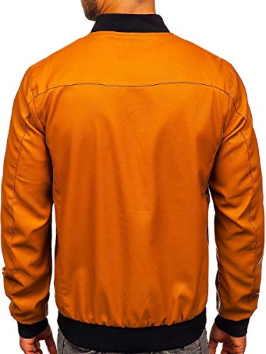 BOLF Hombre Chaqueta Acolchada de Entretiempo Cierre de Cremallera Cuello Alto Cazadora Plumíferos Deporte Chaqueta de Ocio Básico Outdoor Estilo Casual J.Boyz 1147-1 Camel L [4D4]