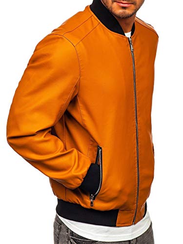 BOLF Hombre Chaqueta Acolchada de Entretiempo Cierre de Cremallera Cuello Alto Cazadora Plumíferos Deporte Chaqueta de Ocio Básico Outdoor Estilo Casual J.Boyz 1147-1 Camel L [4D4]