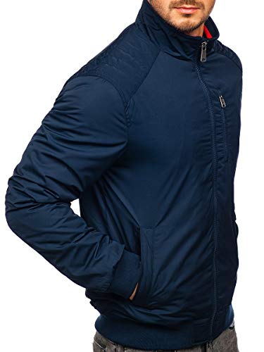 BOLF Hombre Chaqueta Acolchada de Entretiempo con Capucha Cierre de Cremallera Cuello Alto Cazadora Plumíferos Deporte Chaqueta de Ocio Básico Outdoor Estilo Casual Extreme 1907 Azul Oscuro M [4D4]