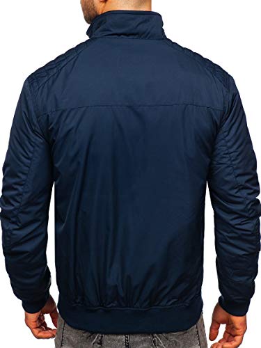 BOLF Hombre Chaqueta Acolchada de Entretiempo con Capucha Cierre de Cremallera Cuello Alto Cazadora Plumíferos Deporte Chaqueta de Ocio Básico Outdoor Estilo Casual Extreme 1907 Azul Oscuro M [4D4]