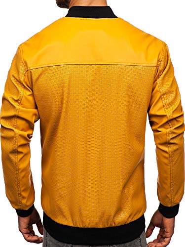 BOLF Hombre Chaqueta de Cuero Estilo Urbano Nature 6125 Camel M [4D4]