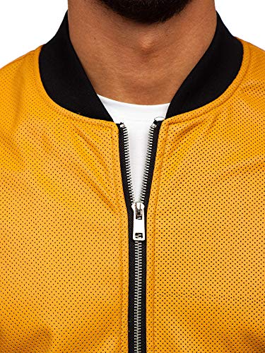 BOLF Hombre Chaqueta de Cuero Estilo Urbano Nature 6125 Camel M [4D4]