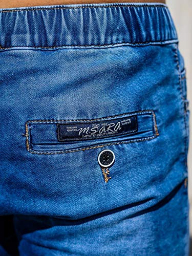 BOLF Hombre Pantalón Corto Pantalones Vaqueros Denim Shorts Sombreado Pantalón de Algodón Estilo Diario M.Sara KR1206 Azul Oscuro M [7G7]