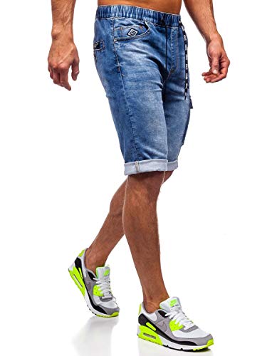 BOLF Hombre Pantalón Corto Pantalones Vaqueros Denim Shorts Sombreado Pantalón de Algodón Estilo Diario M.Sara KR1206 Azul Oscuro M [7G7]