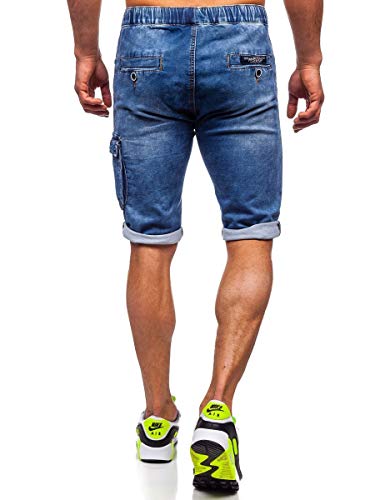 BOLF Hombre Pantalón Corto Pantalones Vaqueros Denim Shorts Sombreado Pantalón de Algodón Estilo Diario M.Sara KR1206 Azul Oscuro M [7G7]