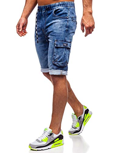 BOLF Hombre Pantalón Corto Pantalones Vaqueros Denim Shorts Sombreado Pantalón de Algodón Estilo Diario M.Sara KR1206 Azul Oscuro M [7G7]