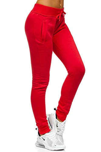 BOLF Mujer Pantalón Deportivo de Chándal Jogger de Algodón J.Style CK-01 Rojo XL [F6F]