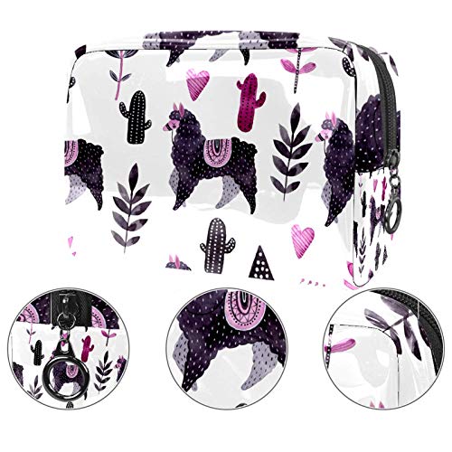 Bolsa de maquillaje portátil con cremallera bolsa de aseo de viaje para las mujeres práctico almacenamiento cosmético bolsa Alpaca blanco