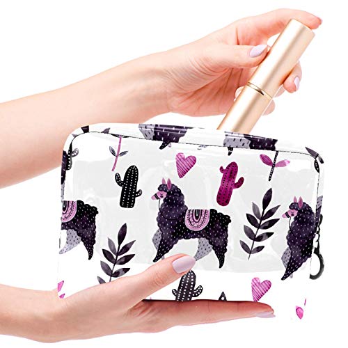 Bolsa de maquillaje portátil con cremallera bolsa de aseo de viaje para las mujeres práctico almacenamiento cosmético bolsa Alpaca blanco