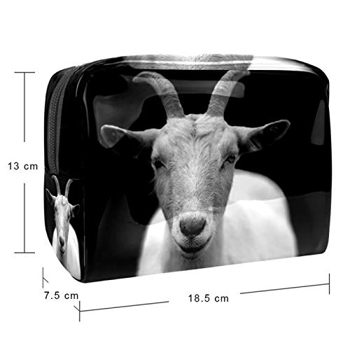 Bolsa de maquillaje portátil con cremallera, bolsa de aseo de viaje para mujeres, práctica bolsa de almacenamiento cosmético, animal negro y blanco