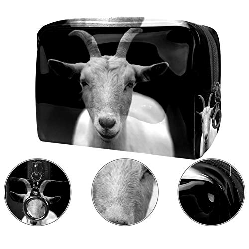 Bolsa de maquillaje portátil con cremallera, bolsa de aseo de viaje para mujeres, práctica bolsa de almacenamiento cosmético, animal negro y blanco