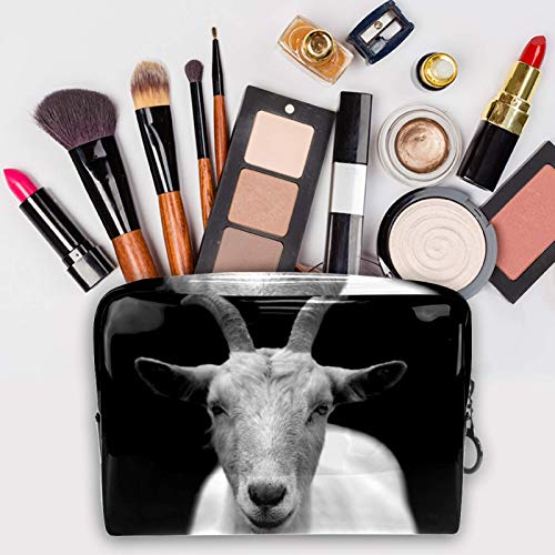 Bolsa de maquillaje portátil con cremallera, bolsa de aseo de viaje para mujeres, práctica bolsa de almacenamiento cosmético, animal negro y blanco