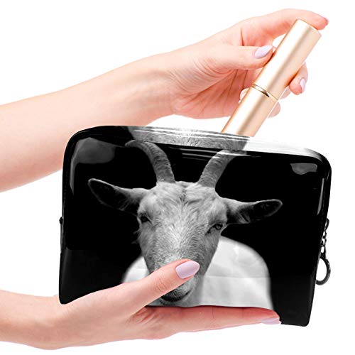 Bolsa de maquillaje portátil con cremallera, bolsa de aseo de viaje para mujeres, práctica bolsa de almacenamiento cosmético, animal negro y blanco
