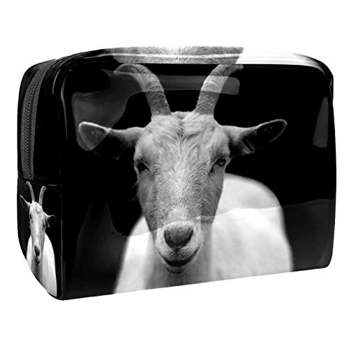 Bolsa de maquillaje portátil con cremallera, bolsa de aseo de viaje para mujeres, práctica bolsa de almacenamiento cosmético, animal negro y blanco