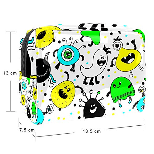 Bolsa de maquillaje portátil con cremallera, bolsa de aseo de viaje para mujeres, práctica bolsa de almacenamiento cosmético, monstruo blanco