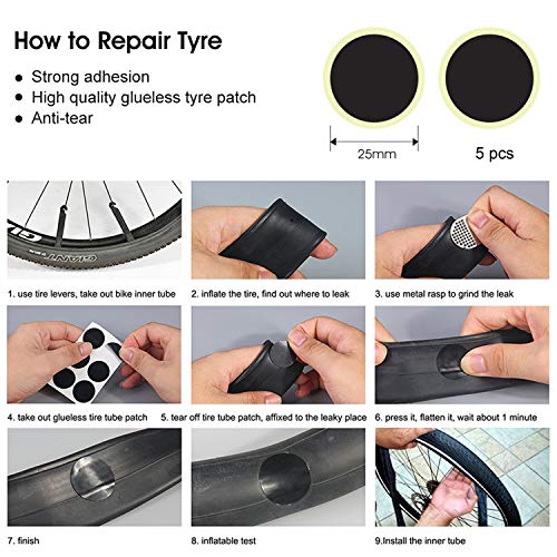 Bolsa de Marco de Bicicleta, Mini Bomba para Bicicleta,16 en 1 Herramienta multifunción para bicicleta con kit de parche y palancas para neumáticos,Soporte Movil Bicicleta