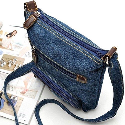 Bolso de hombro para vaqueros | Bolso cruzado | Bolso de mano | Bolso de mensajero para mujer en estilo vaquero vaquero (Casual Hobo Fashion), azul (Azul) - LB00286