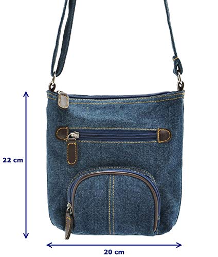 Bolso de hombro para vaqueros | Bolso cruzado | Bolso de mano | Bolso de mensajero para mujer en estilo vaquero vaquero (Casual Hobo Fashion), azul (Azul) - LB00286