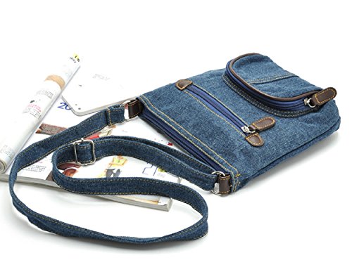 Bolso de hombro para vaqueros | Bolso cruzado | Bolso de mano | Bolso de mensajero para mujer en estilo vaquero vaquero (Casual Hobo Fashion), azul (Azul) - LB00286