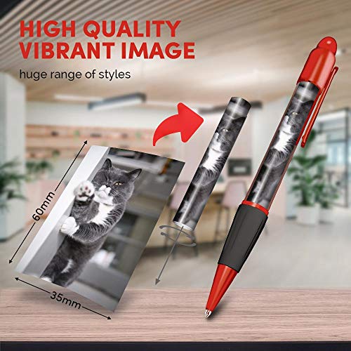 Bonito y cómodo bolígrafo rojo (tinta negra) – gris y blanco British Shorthair Cat #16024