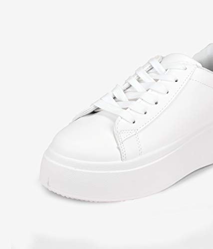 BOSANOVA Zapatillas Blancas con Plataforma 5 cm y Cordones para Mujer | Bambas Total Look Blanco. Blanco 37