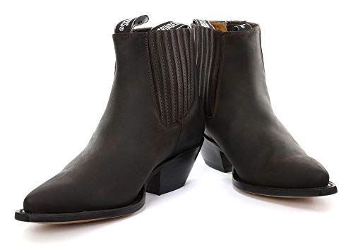 Botas de Vaquero de Cuero Real de Mustang Brown Mustang Resbalón en Botines Chelsea de tacón Cubano (Mens UK 11/ EU 45)