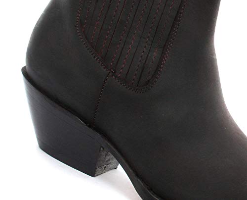 Botas de Vaquero de Cuero Real de Mustang Brown Mustang Resbalón en Botines Chelsea de tacón Cubano (Mens UK 11/ EU 45)