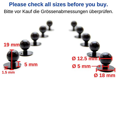 Botones Redondos de Chaqueta de Chef, 30 Piezas, Botones de Chaqueta de Cocina con Diámetro de Cabeza de 12.5 mm, Set de Suministros de Botón, Tamaño 19 x 12.5 x 18 mm, Negros, Botones Con Motivos