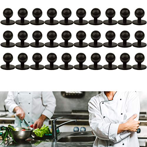 Botones Redondos de Chaqueta de Chef, 30 Piezas, Botones de Chaqueta de Cocina con Diámetro de Cabeza de 12.5 mm, Set de Suministros de Botón, Tamaño 19 x 12.5 x 18 mm, Negros, Botones Con Motivos