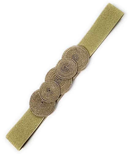 BRANDELIA Cinturón Elástico Mujer Fiesta Estilo Cordón de Seda para Combinarlo Con Vestidos, Faldas o Pantalones, Ci.Oro