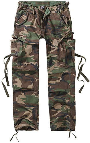 Brandit Pantalones M65 Chica Pantalones Cargo Camuflaje Woodland W32L34
