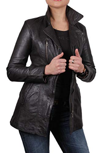 BRANDSLOCK para Mujer Chaqueta de Motorista Real Cuero Vendimia (XL)