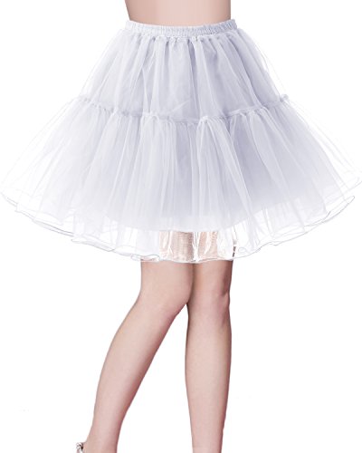 Bridesmay Enaguas Años 50 Vintage para Vestidos Faldas Cortas De Tul Mujer Cancan Tutu Rockabilly White XL