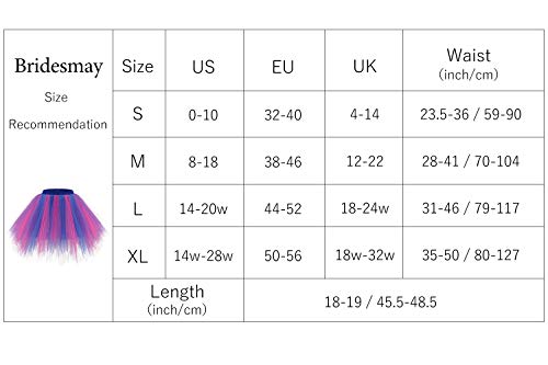 Bridesmay Mujeres Faldas Enaguas Cortas Tul Plisada Fiesta Tutu Ballet Royal Blue-Fuchsia S