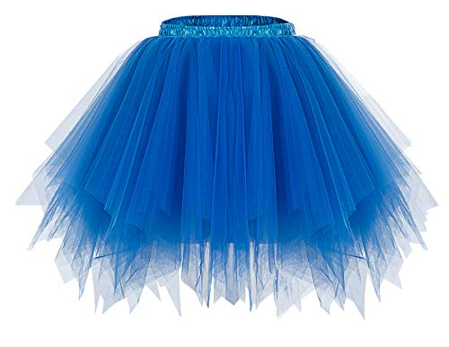 Bridesmay Mujeres Faldas Enaguas Cortas Tul Plisada Fiesta Tutu Ballet Royal Blue S
