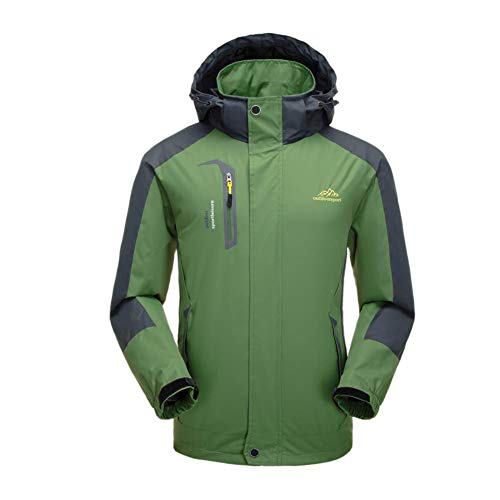 Bruce Lin Chaqueta Impermeable para Hombre,Rompevientos Chubasqueros Al Aire Libre Senderismo Camping Pesca Caza de Trabajo Chaqueta con Capucha (XXL, Verde 01)