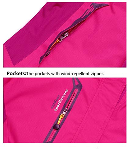Bruce Lin Chaqueta Impermeable para Mujer,Cortavientos Chubasqueros Al Aire Libre Acampada Senderismo Pesca Caza Montañismo Chaquetas de Softshell con Capucha (XS, Rosa)