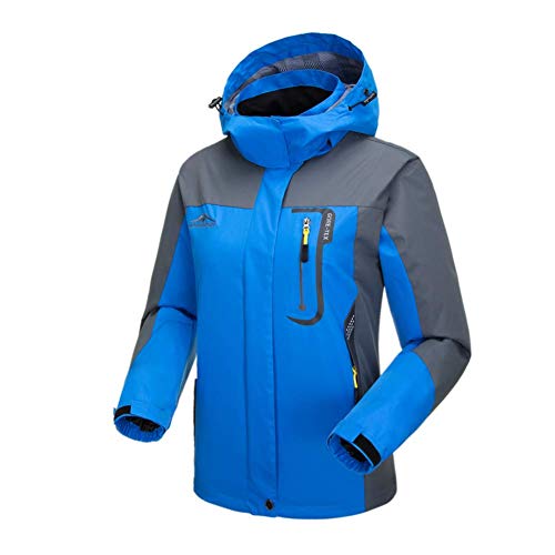 Bruce Lin Mujer Chaqueta Impermeable con Capucha,Al Aire Libre Prueba de Viento Chaquetas de Esquí,Invierno para Montaña Cámping Viajes Senderismo Trabajo con Múltiples Bolsillos (XS, Azul 01)