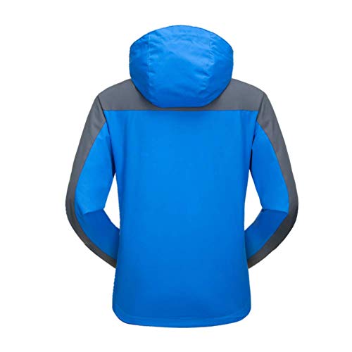 Bruce Lin Mujer Chaqueta Impermeable con Capucha,Al Aire Libre Prueba de Viento Chaquetas de Esquí,Invierno para Montaña Cámping Viajes Senderismo Trabajo con Múltiples Bolsillos (XS, Azul 01)