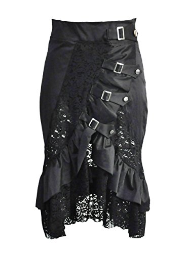 Bslingerie® Falda de corte irregular steampunk para mujer
