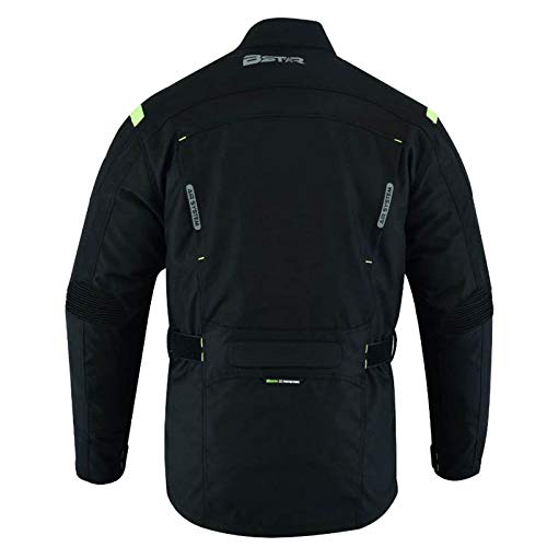 BSTAR Chaqueta de Moto Makson II Negro Fluo - Para Toda Estación - Impermeable (x_l)