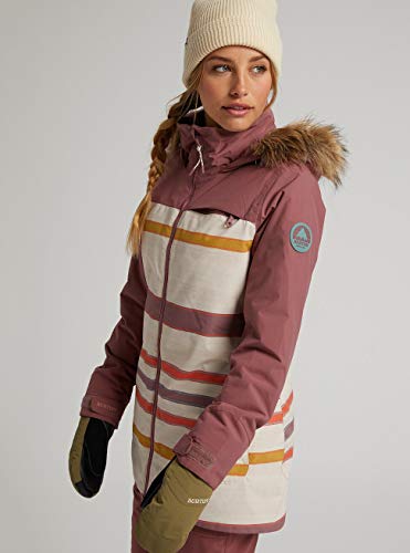 Burton Lelah Chaqueta de Snowboard, Mujer, Rose Brown/Creme Brulee Woven Stripe, M