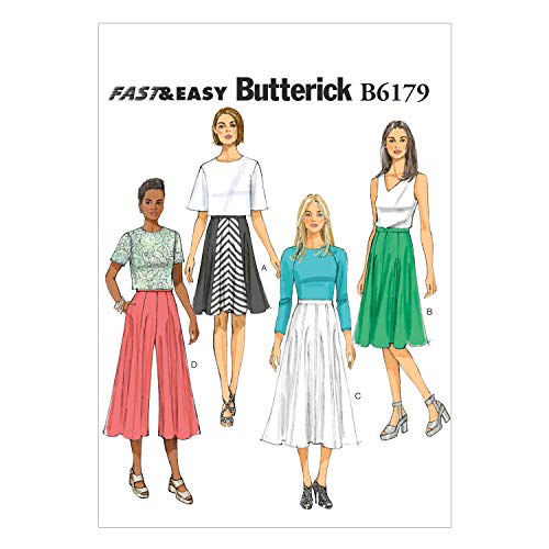 Butterick Patterns 6179 E5 - Patrones de Costura de Falda y pantalón Culotte para Mujer (Tallas 42-50)