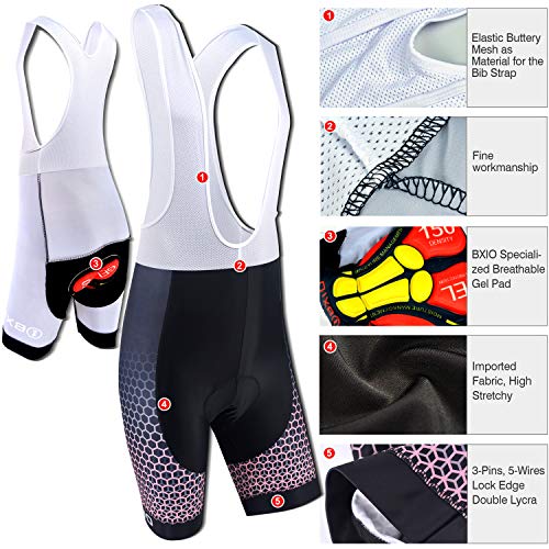 BXIO Maillot Ciclismo Mujer, Ciclismo Conjunto de Ropa con Culotte Pantalones Acolchado 3D para Deportes al Aire Libre Ciclo Bicicleta (Patrón de Punto, 3XL)